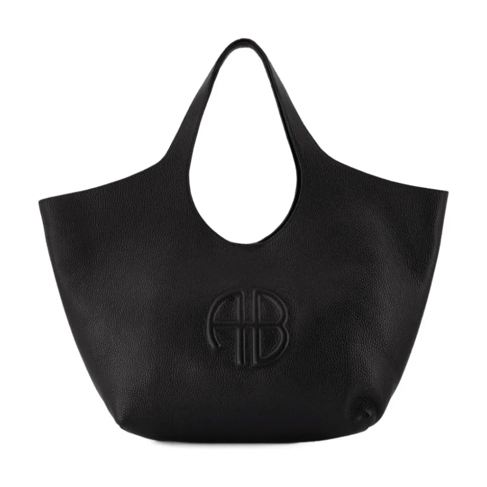 Schwarze Ledertasche - Umschlagklappe