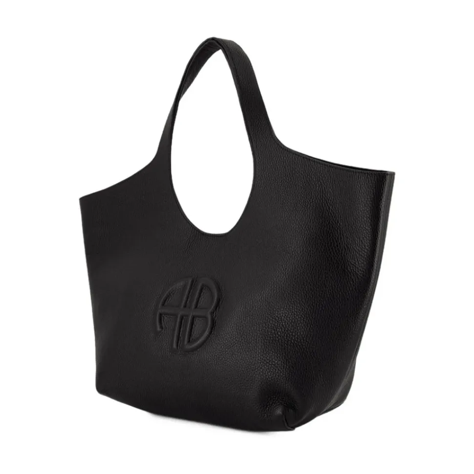 Schwarze Ledertasche - Umschlagklappe