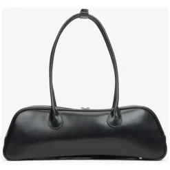 Schwarze Ledertasche mit langen Henkeln