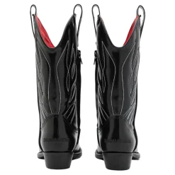 Schwarze Leder-Westernstiefel mit Stickerei