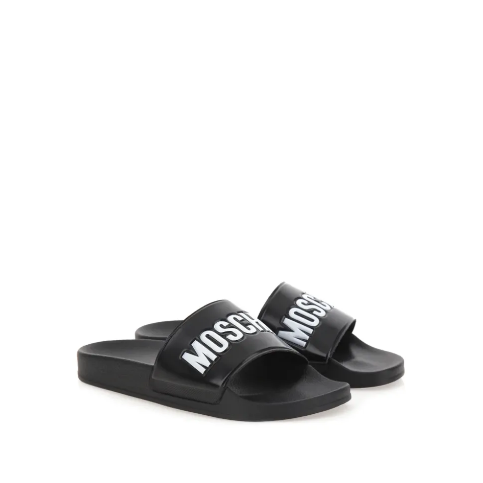 Schwarze Logo Gummi Pool Slides