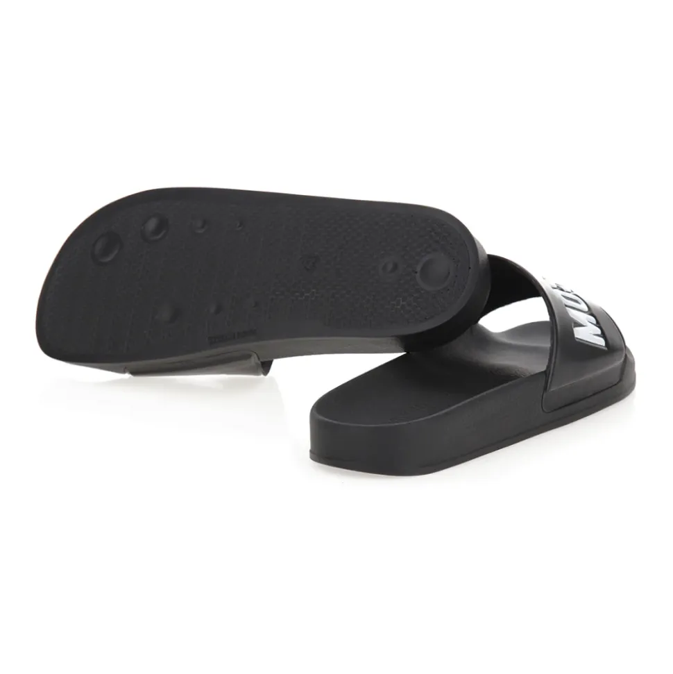 Schwarze Logo Gummi Pool Slides