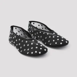 Schwarze Mesh Ballerinas