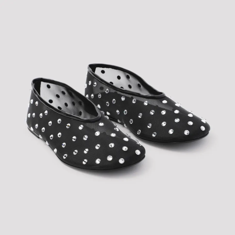 Schwarze Mesh Ballerinas