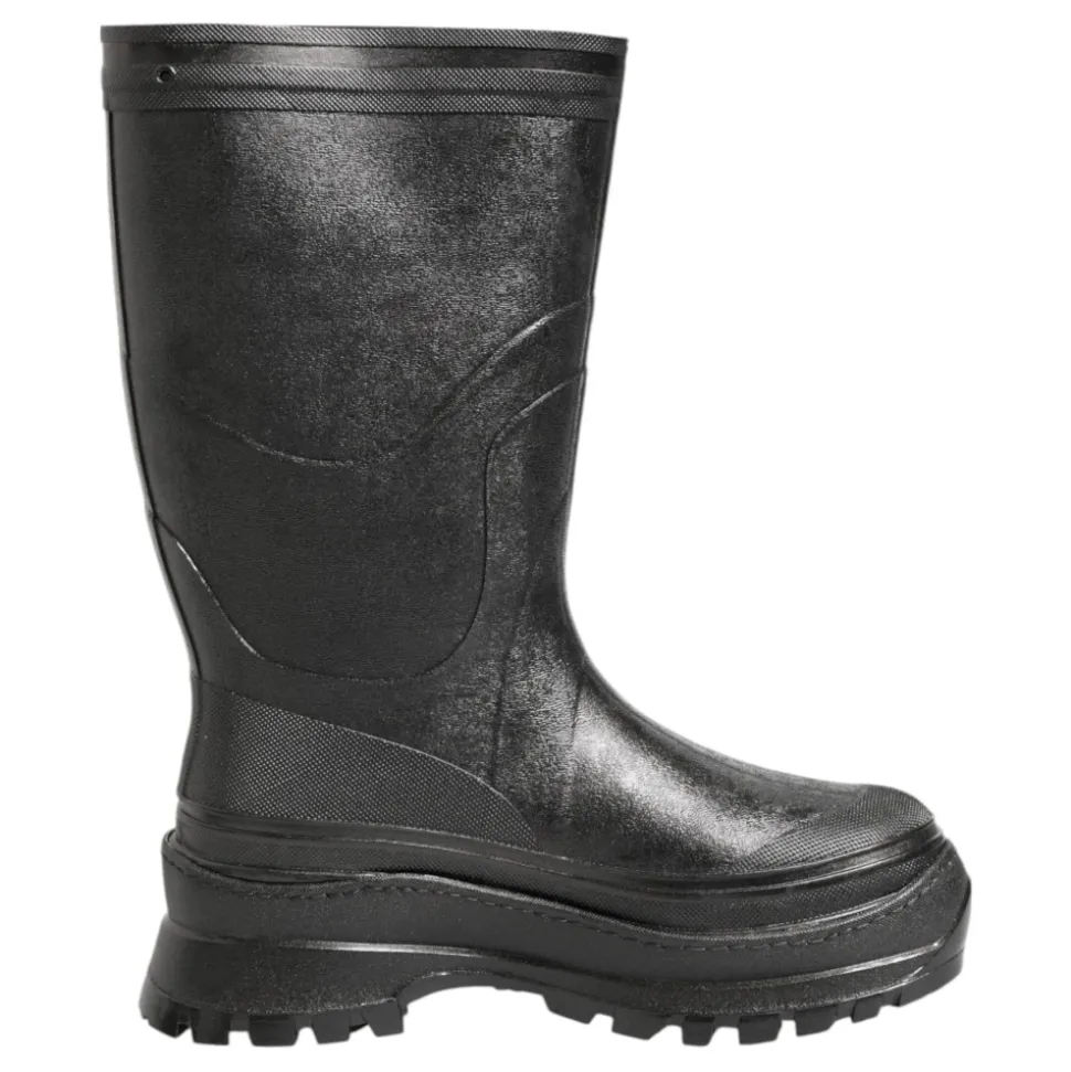 Schwarze Metallic Pull-On Regenstiefel