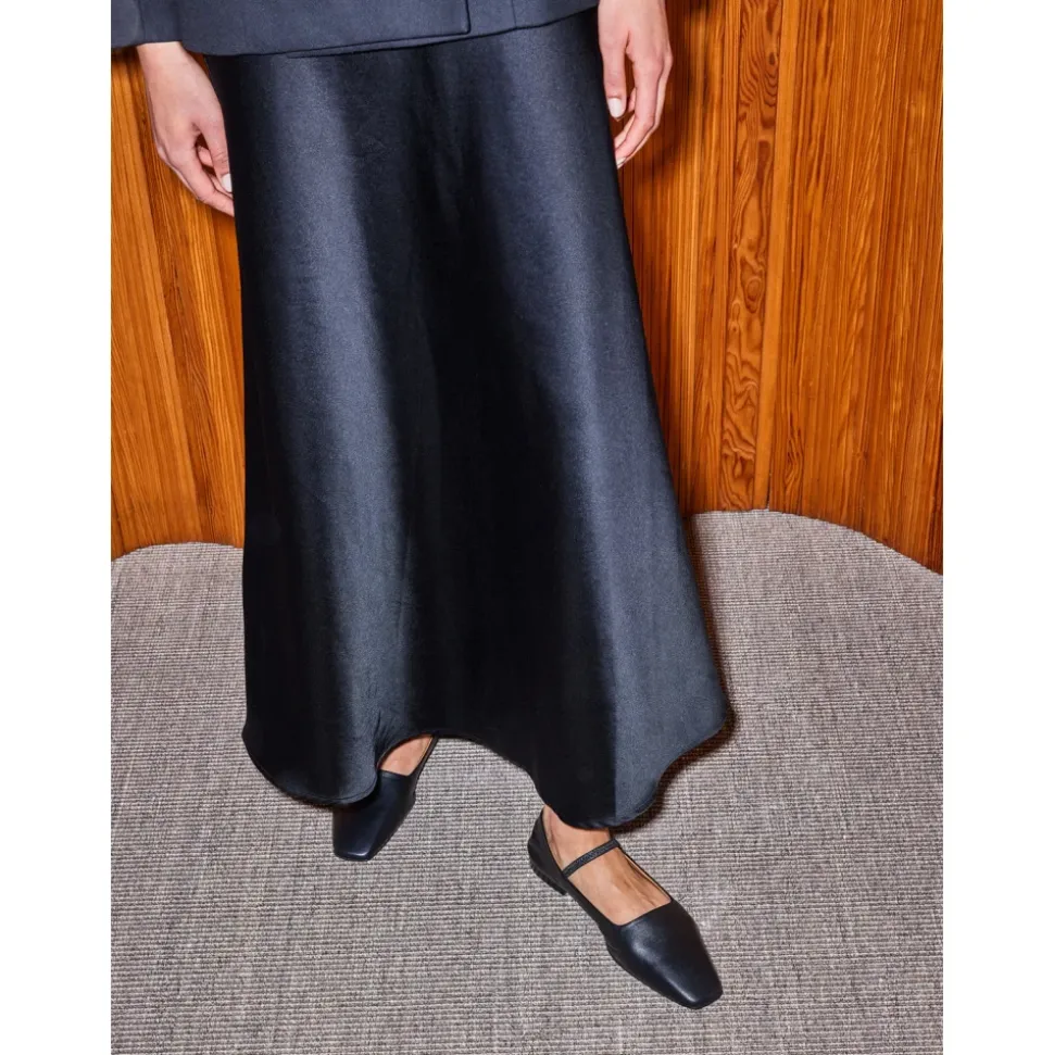 Schwarze Nappa Mary Jane Ballerinas