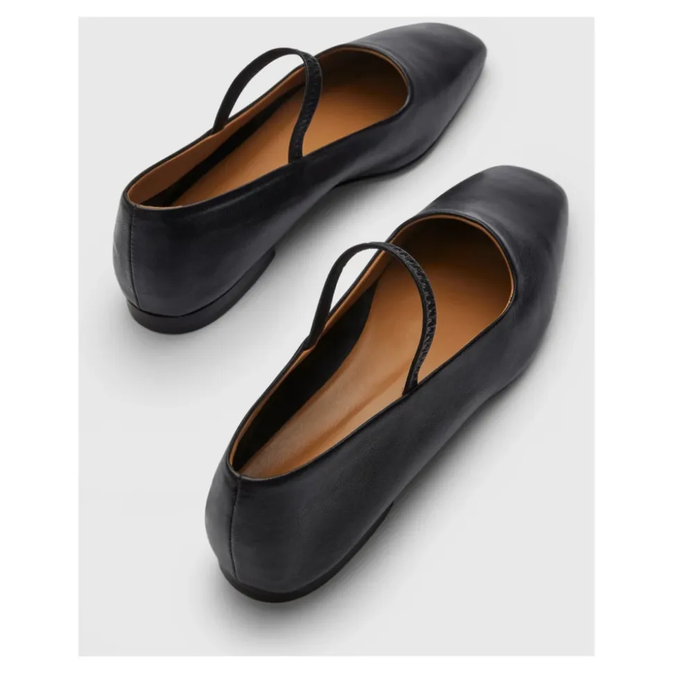 Schwarze Nappa Mary Jane Ballerinas