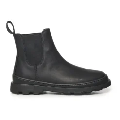 Schwarze Nubuklederstiefel mit Gummisohle