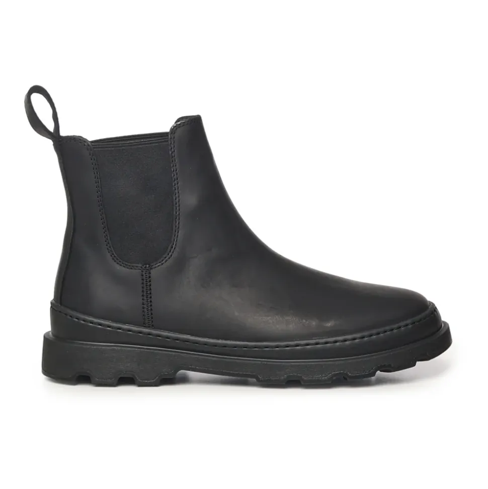 Schwarze Nubuklederstiefel mit Gummisohle