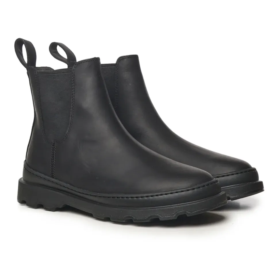 Schwarze Nubuklederstiefel mit Gummisohle