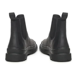 Schwarze Nubuklederstiefel mit Gummisohle