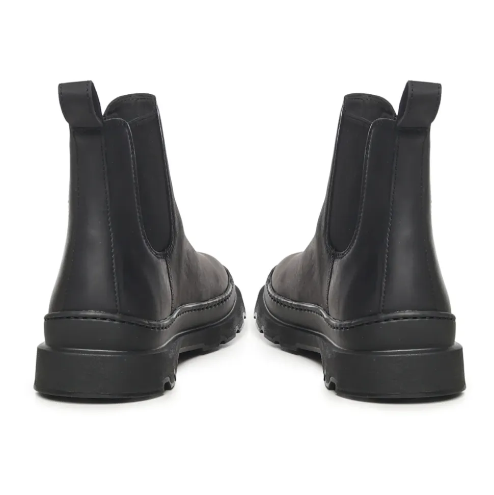 Schwarze Nubuklederstiefel mit Gummisohle