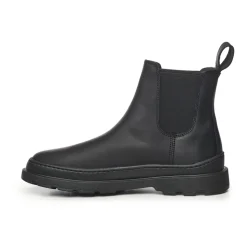Schwarze Nubuklederstiefel mit Gummisohle