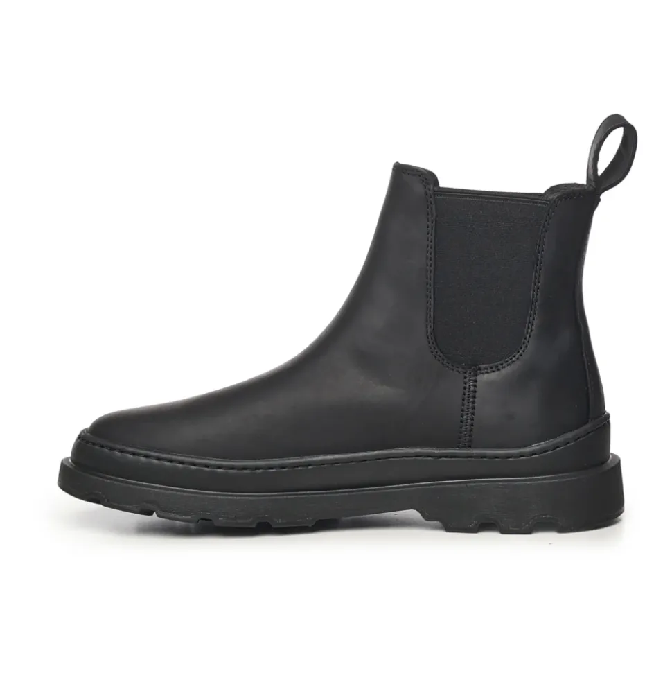 Schwarze Nubuklederstiefel mit Gummisohle