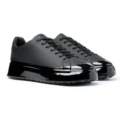 Schwarze Out Dip Ledersneaker