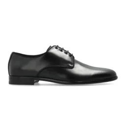 Schwarze Oxford-Schuhe aus Leder mit mandelförmiger Spitze