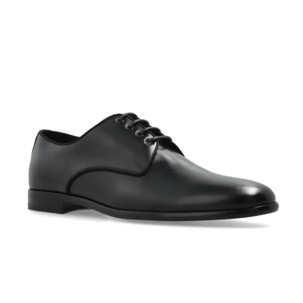 Schwarze Oxford-Schuhe aus Leder mit mandelförmiger Spitze