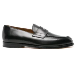 Schwarze Penny Loafer aus Leder