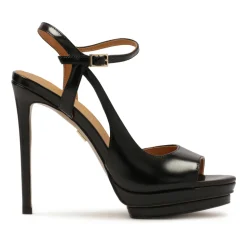 Schwarze Plateau- und Stilettosandalen.Dieses Produkt fällt klein aus.