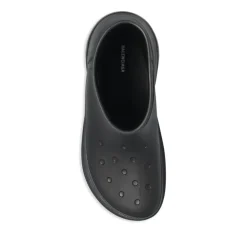 Schwarze Plateaustiefel mit geprägtem Logo
