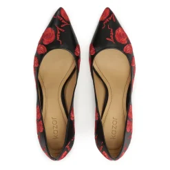 Schwarze Pumps mit floralem besticktem Muster