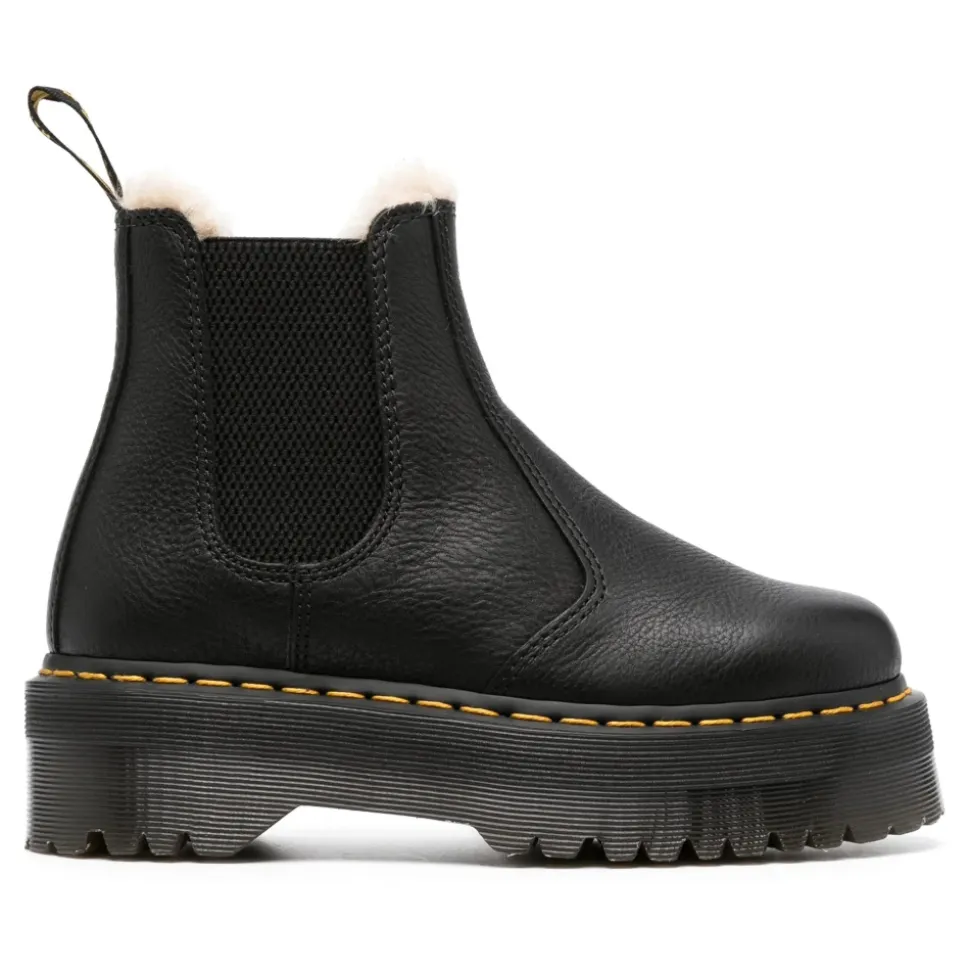 Schwarze Quad Platform Chelsea Stiefel