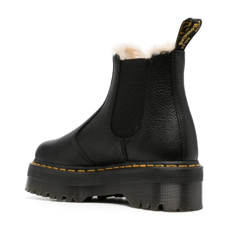 Schwarze Quad Platform Chelsea Stiefel