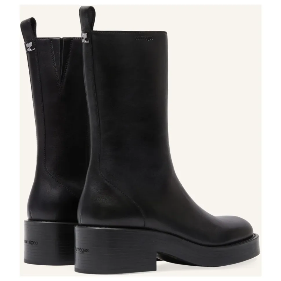 Schwarze Rider Stiefel mit runder Spitze