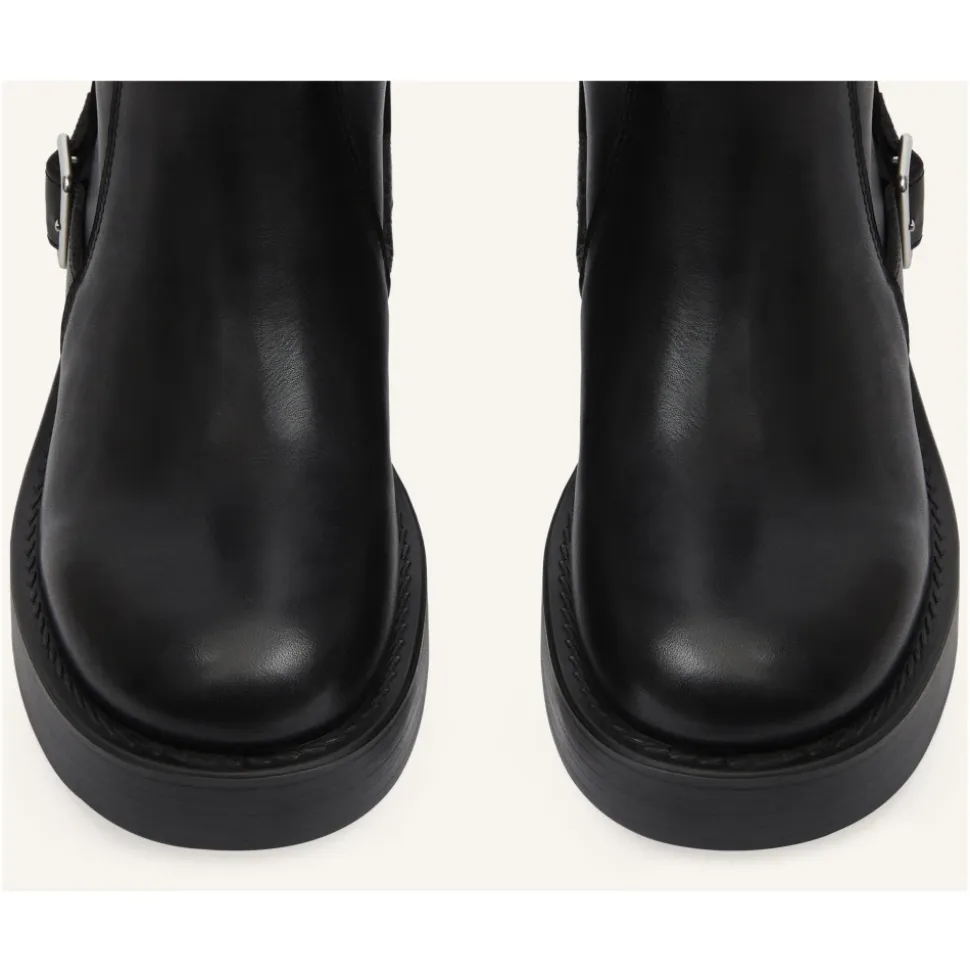 Schwarze Rider Stiefel mit runder Spitze