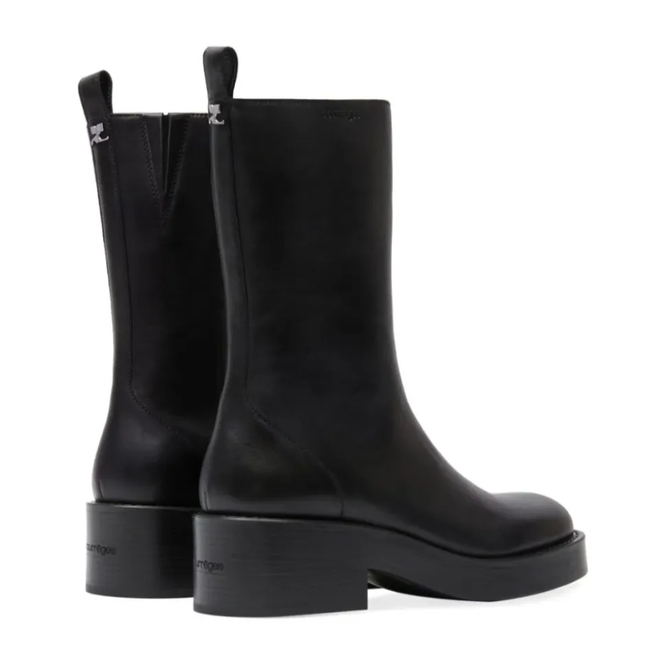 Schwarze Rider Stiefel mit runder Spitze
