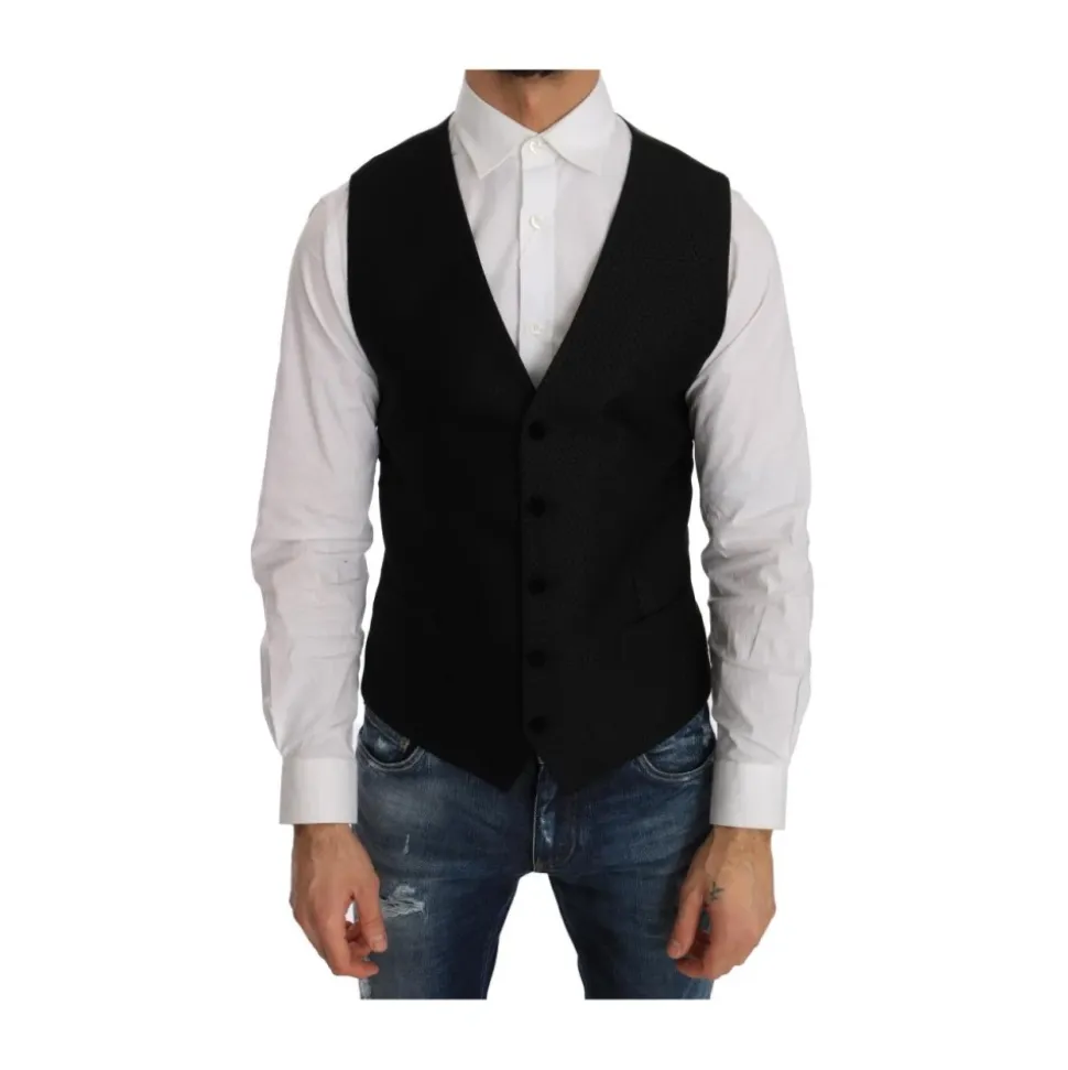 Schwarze Samt Circle Polka Dot Weste