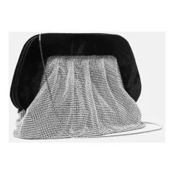 Schwarze Samt-Clutch mit Strass