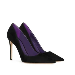 Schwarze Samt-Stiletto-Pumps