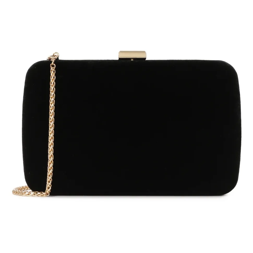 Schwarze Samtstoff Clutch-Tasche