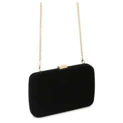 Schwarze Samtstoff Clutch-Tasche
