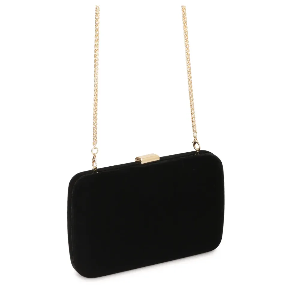 Schwarze Samtstoff Clutch-Tasche
