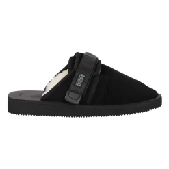 Schwarze Sandalen mit Shearling-Futter