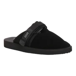 Schwarze Sandalen mit Shearling-Futter