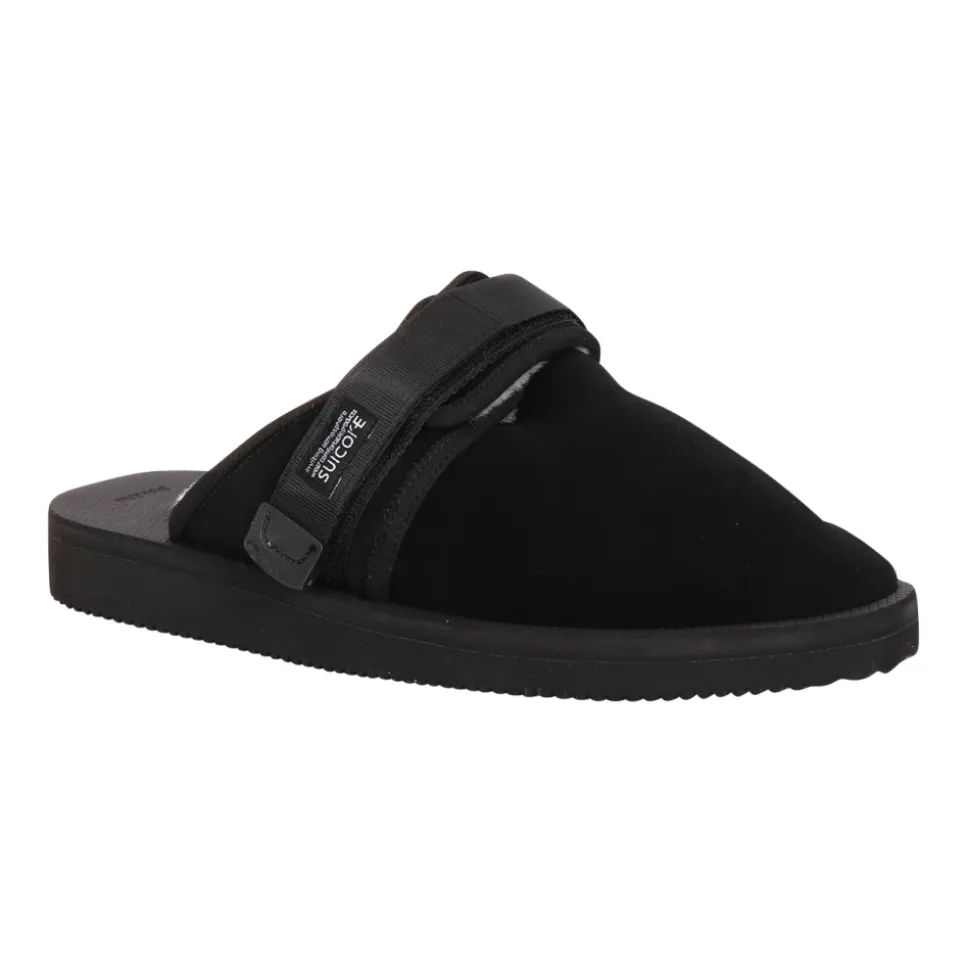 Schwarze Sandalen mit Shearling-Futter