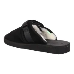 Schwarze Sandalen mit Shearling-Futter