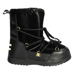 Schwarze Schneestiefel mit Schnürsenkeln