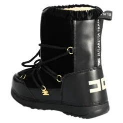 Schwarze Schneestiefel mit Schnürsenkeln