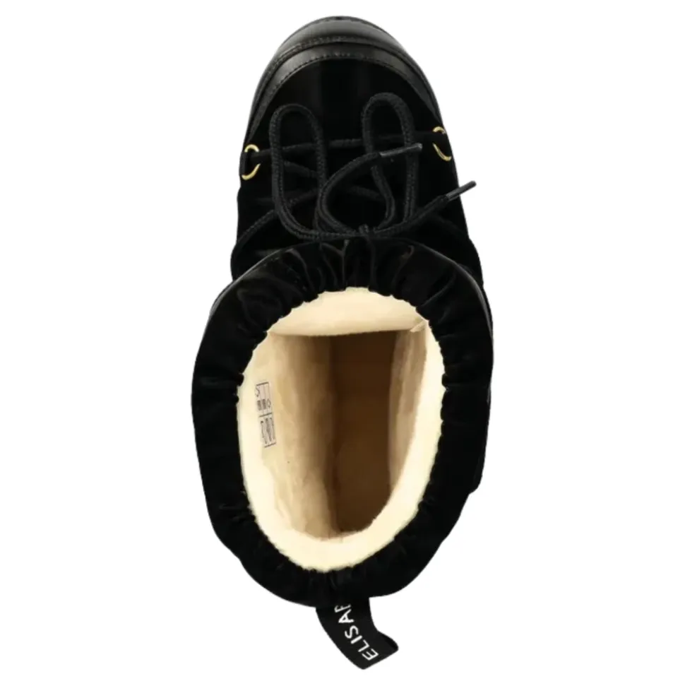 Schwarze Schneestiefel mit Schnürsenkeln