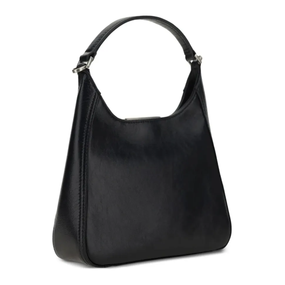 Schwarze Schultertasche Chic Geprägtes Logo