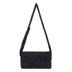 Schwarze Schultertasche mit Steppmuster