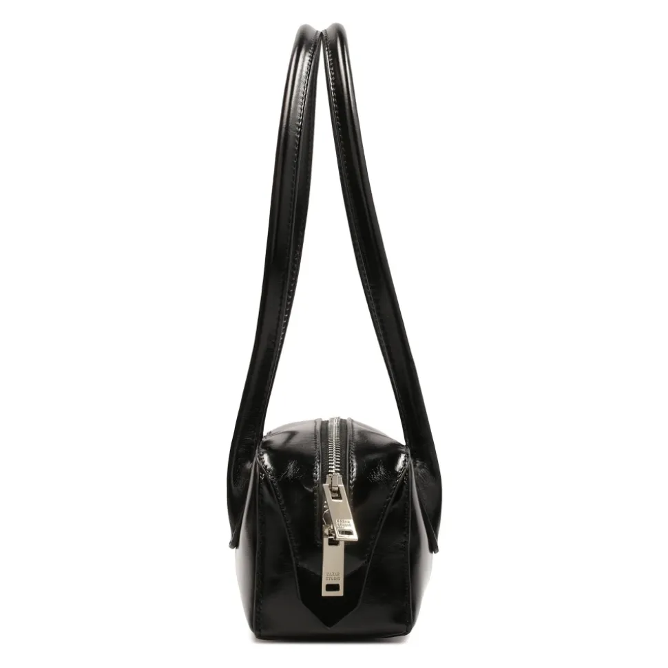 Schwarze Schultertasche mit länglicher Form