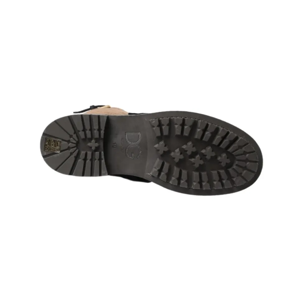 Schwarze Shearling Motorradstiefel