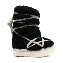 Schwarze Shearling Schnürschuhe