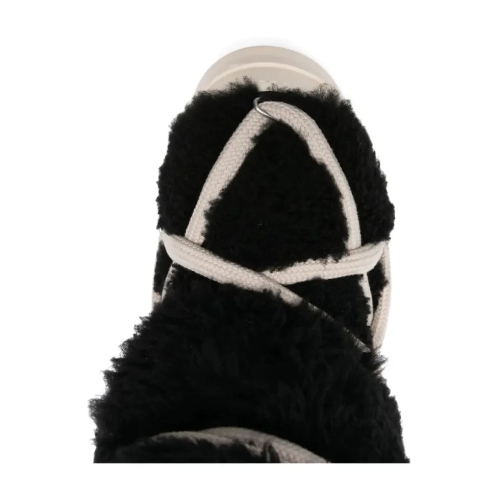 Schwarze Shearling Schnürschuhe