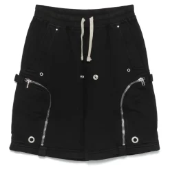 Schwarze Shorts mit tiefem Schritt und Kordel aus Baumwolle